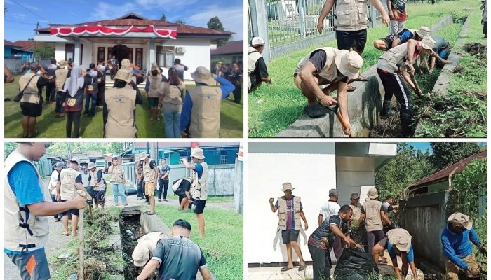 Bawaslu Kepulauan Yapen dan Mahasiswa KKN Uncen Perkuat Kolaborasi melalui Aksi Bersih Lingkungan